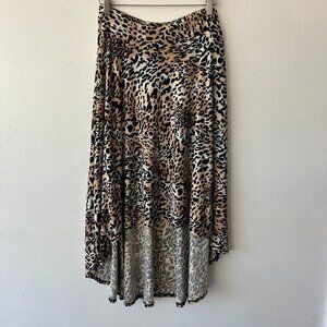 Robert Louis Hi Low Skirt Womens Medium Animal Print Slinky Knit Elastic Waist
